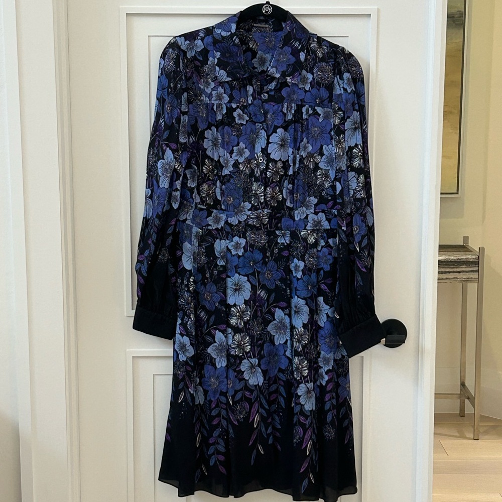 Floral Blue and Black Dress Elie Tahari